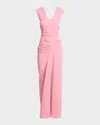 Dries Van Noten Daring Draped Maxi Dress In Pink