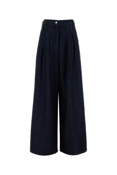 Dries Van Noten Dark Blue Denim Pamplona Wide-leg Jeans In Multicolor