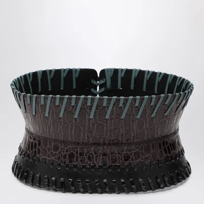 Dries Van Noten Dark Brown Corset Belt