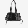 Dries Van Noten Dark Brown Glossy Leather Shoulder Bag In Black