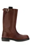 Dries Van Noten Dark Brown Leather Boots In Multi