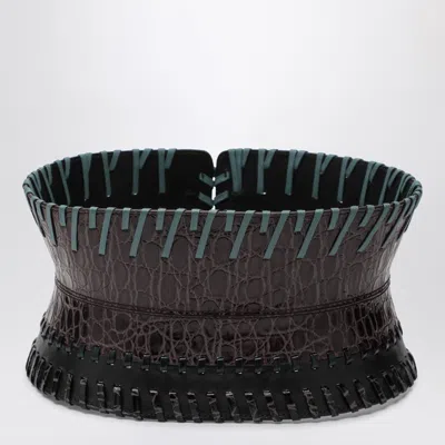 Dries Van Noten Dark Brown Leather Corset Belt