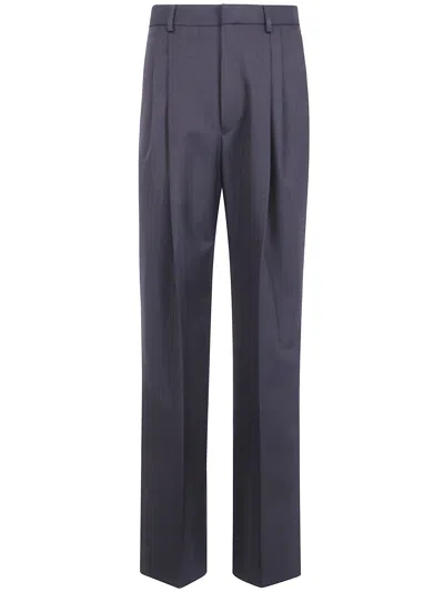 Dries Van Noten Dark Brown Panrom Pants In Blue