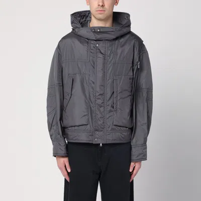 Dries Van Noten Dark Gray Satin Bomber Jacket In Grey