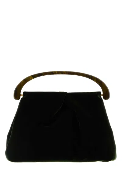 Dries Van Noten Dark Green Velvet Handbag