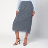 Dries Van Noten Dark Grey Midi Skirt With Fringes In Gray