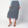 Dries Van Noten Dark Grey Midi Skirt With Fringes In Gray