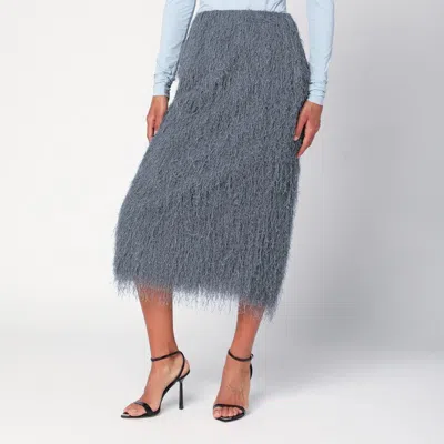DRIES VAN NOTEN DRIES VAN NOTEN DARK GREY MIDI SKIRT WITH FRINGES WOMEN