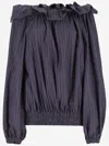 Dries Van Noten Frilled Top With Elasticated Hem And Long Sleeves