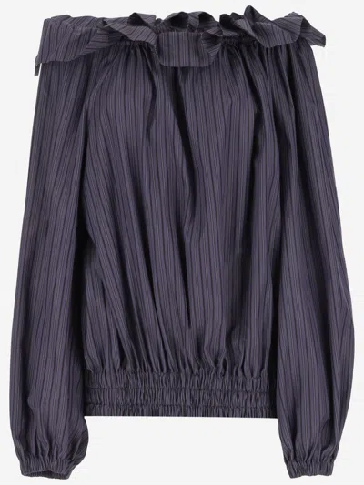 DRIES VAN NOTEN DARK GREY OFF SHOULDER TOP