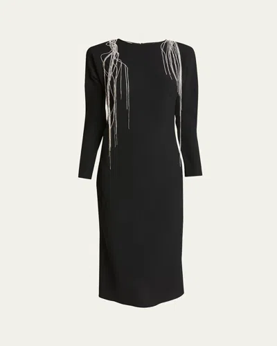 Dries Van Noten Davion Crystal Embellished Midi Dress In Black