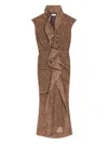 Dries Van Noten Davylo Ruffled Midi Dress In Brown
