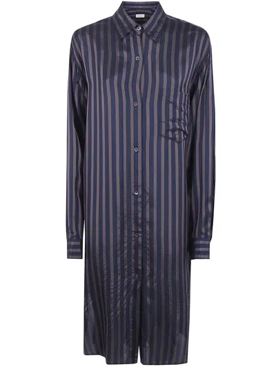 Dries Van Noten Dayley Striped Long Sleeve Pocket Dress In Blue