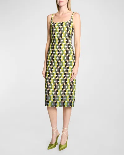 Dries Van Noten Deban Patterned Midi Dress In Green