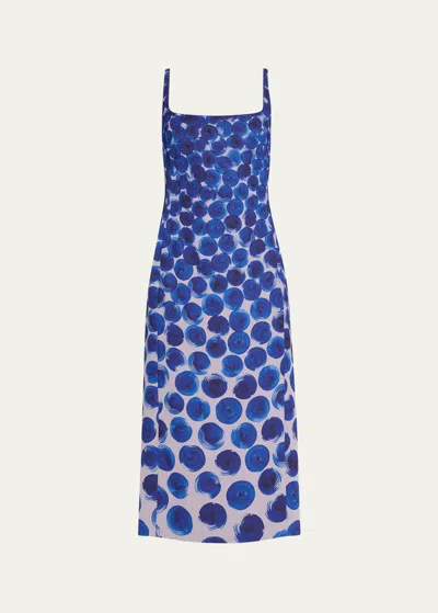 Dries Van Noten Debano Abstract Dot Print Crepe Midi Dress In Blue