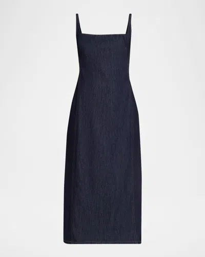 Dries Van Noten Debano Denim Midi Dress In Blue