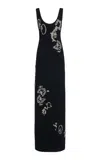 Dries Van Noten Debant Embroidered Crepe Maxi Dress In Black