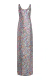 Dries Van Noten Debant Floral Jacquard-lamé Maxi Dress In Gray