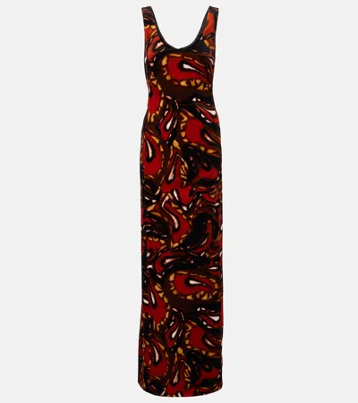 Dries Van Noten Printed Cotton-blend Velvet Maxi Dress In Multi