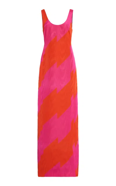 Dries Van Noten Debant Striped Ottoman-moiré Maxi Dress In Pink