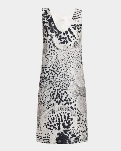 Dries Van Noten Debis Orchid-print Crinkle Shift Dress In Gray
