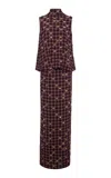 Dries Van Noten Debo Embroidered Crepe Gown In Burgundy