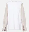 Dries Van Noten Womens White Striped-sleeves Round-neck Cotton-blend T-shirt In White