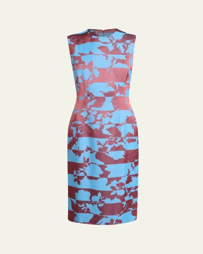 Dries Van Noten Delavina Paneled Floral Jacquard Sleeveless Dress In Blue
