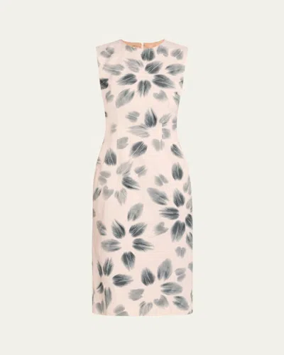 Dries Van Noten Delavina Printed Sheath Midi Dress In Pink