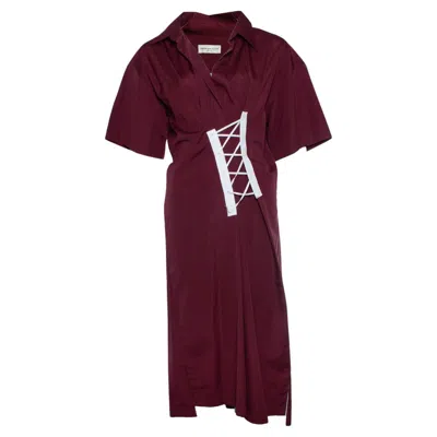 Pre-owned Dries Van Noten , Delick Lace- Gathered Poplin Dress In Black