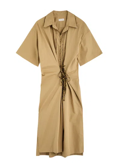 Dries Van Noten Delicky Cotton-poplin Midi Dress In Beige
