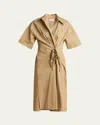 Dries Van Noten Delicky Wrap Midi Shirtdress In Beige