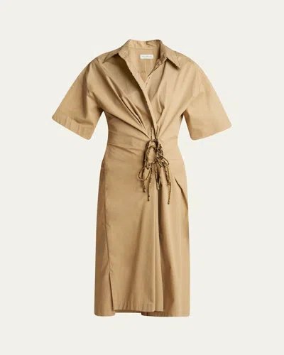 Dries Van Noten Delicky Wrap Midi Shirtdress In Beige