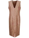 Dries Van Noten Pleated Viscose And Cotton Blend Midi Dress In Peach