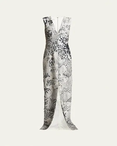 Dries Van Noten Delina Long Orchid Dress In Black