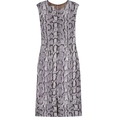 Dries Van Noten Delina Snakeskin Jacquard Sheath Dress In Lilac