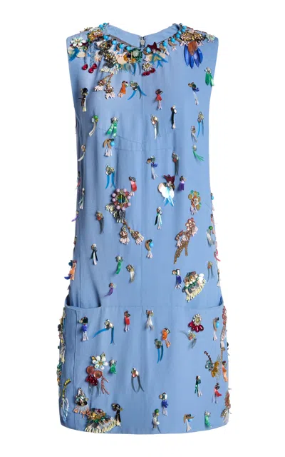 Dries Van Noten Delroy Embellished Mini Dress In Blue