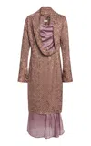 Dries Van Noten Delsey Draped Silk-jacquard Midi Dress In Pink