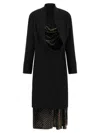 Dries Van Noten Delsey Dress Draped Neckline Long Sleeves In Black