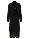 Dries Van Noten Delsey Dress Draped Neckline Long Sleeves In Black