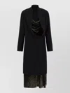 Dries Van Noten Delsey Dress Draped Neckline Long Sleeves In Black