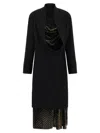 Dries Van Noten Delsey Dress Draped Neckline Long Sleeves