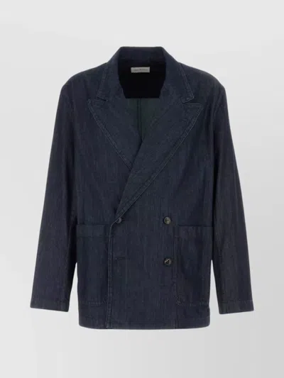 Dries Van Noten Denim Blazer Double-breasted Front Pockets In Blue