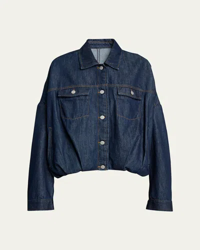 Dries Van Noten Denim Bubble Jacket In Blue