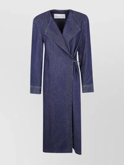 DRIES VAN NOTEN DENIM COAT WITH LONG SLEEVES AND LAPEL