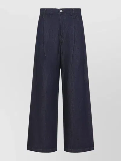 Dries Van Noten Denim High-rise Pleated Wide-leg Jeans In Animal Print