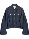Dries Van Noten Puffball-hem Denim Jacket In Blue