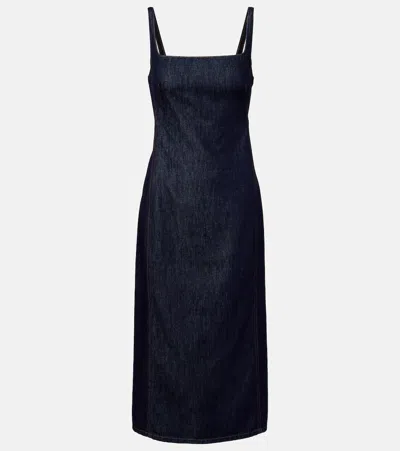 Dries Van Noten Denim Midi Dress In Blue