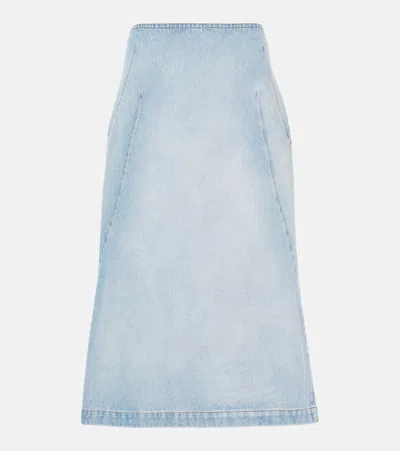 Dries Van Noten Denim Midi Skirt In Blue