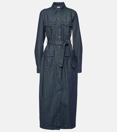 Dries Van Noten Denim Shirt Dress In Blue